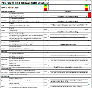 PRE-FLIGHT RISK MANAGEMENT CHECKLIST / FRAT